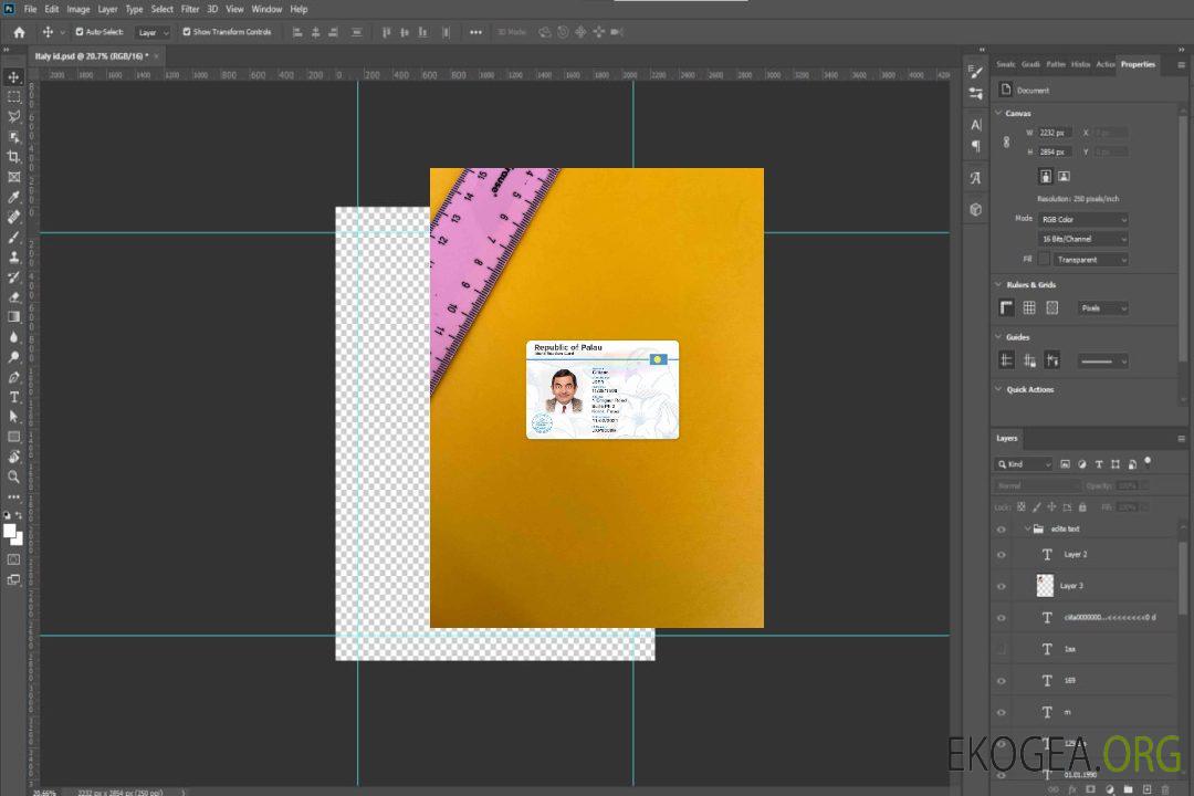 Photolook de la carte d'identité des Palaos AVANT template